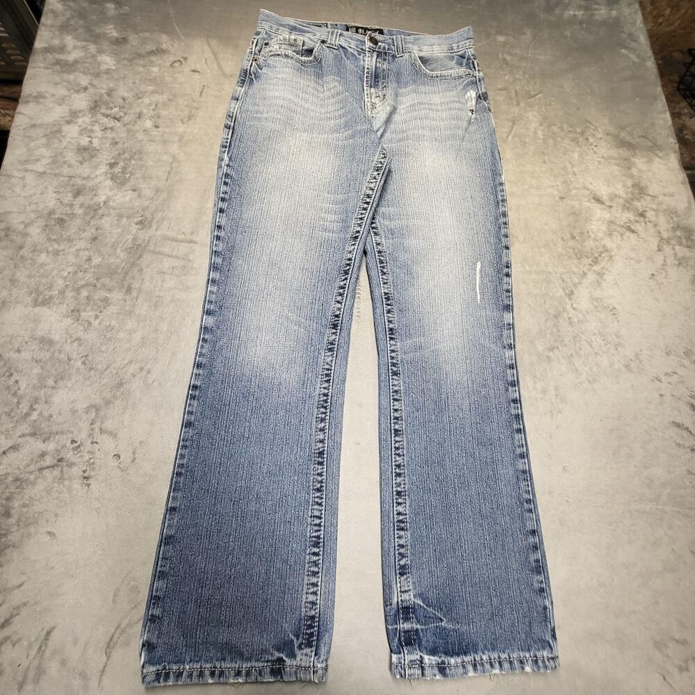CJ Black Jeans Mens 31x32 Blue Relaxed Straight Light Wash Distressed Pockets